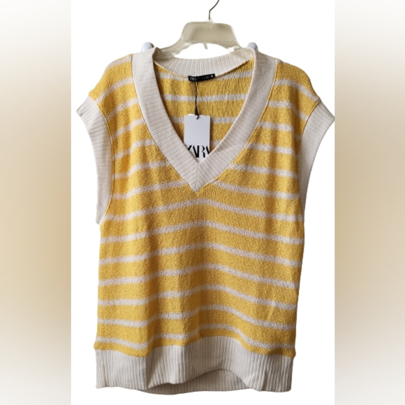 Zara Sweaters - Zara oversized striped knit v-neck size S
